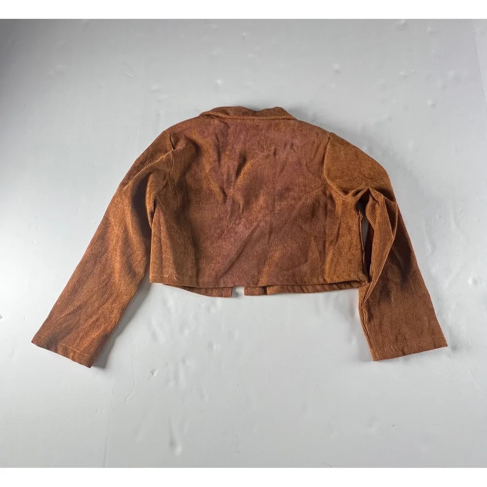 PatPat Girls 4-5Y Brown Corduroy Jacket Geometric Print Dress‎ Set